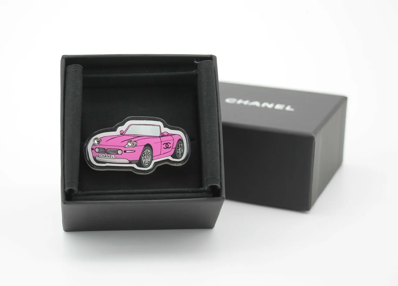Chanel 24C Acrylic Pink Auto Motif Brooch