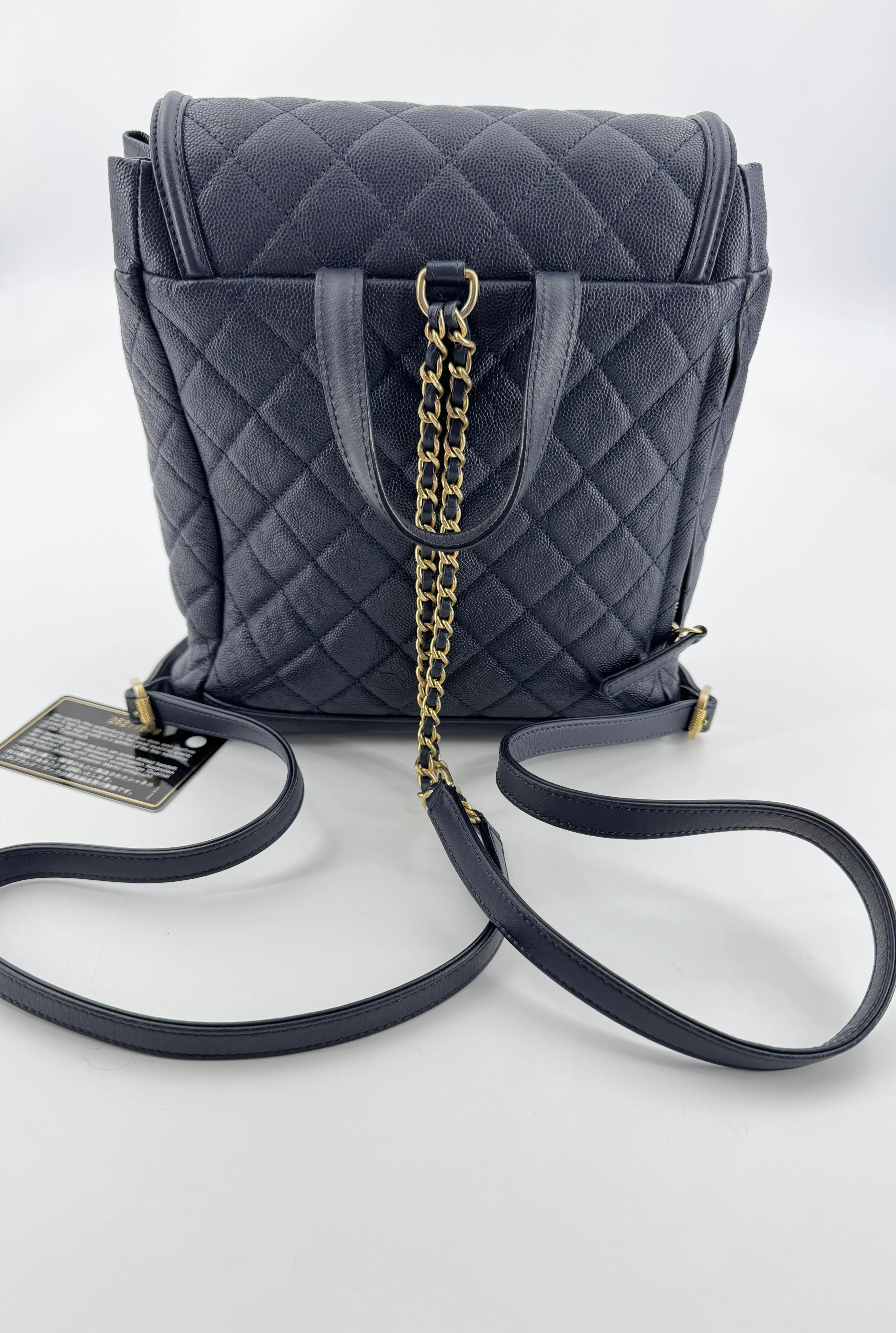 Chanel Dark Blue leather backpack with gold hardware - Image 8