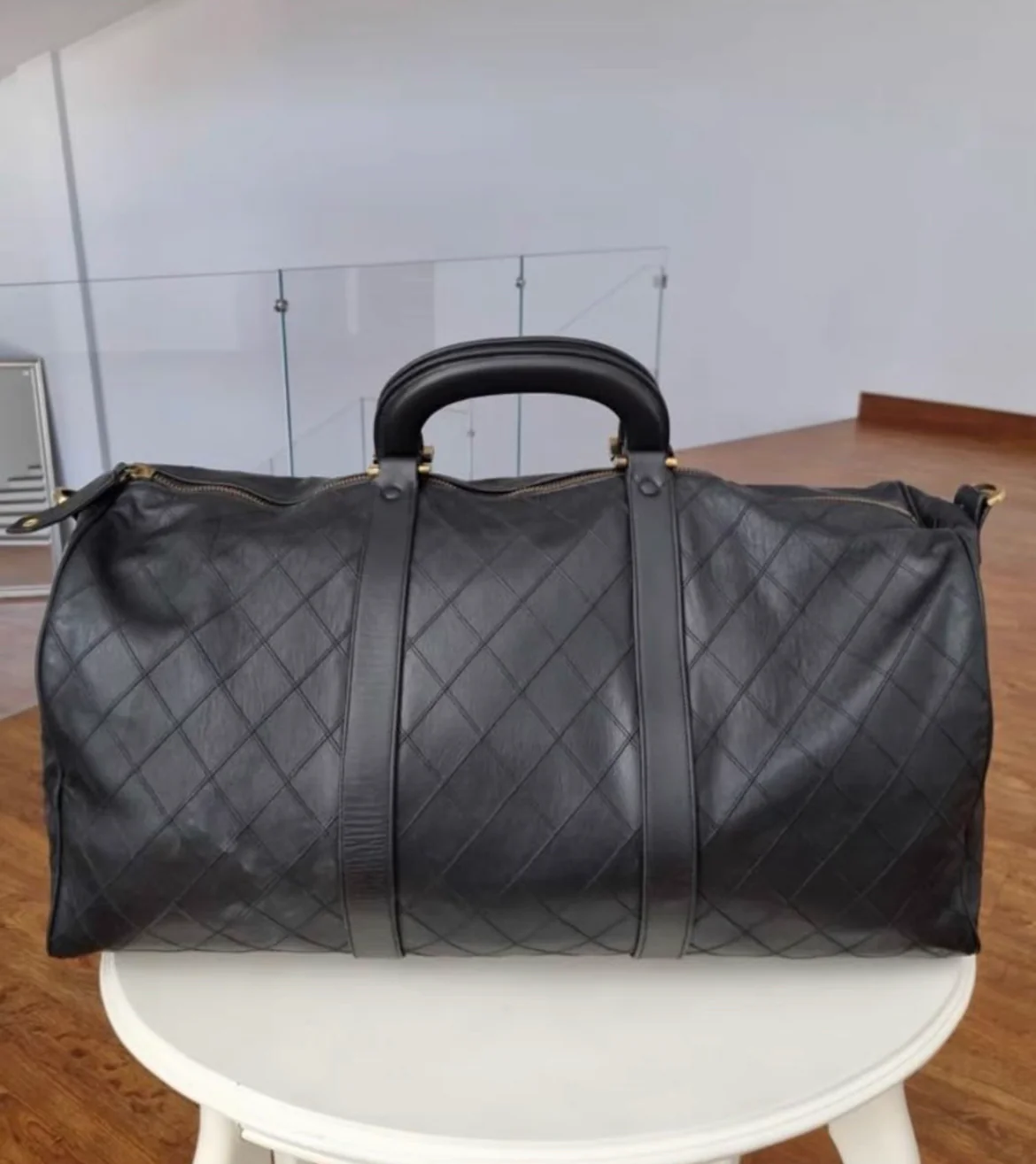 Chanel Diamond Quilted Boston Travel Bag 60 - Image 3