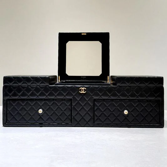 Chanel Black Diamond Quilted Lambskin Quilted Giant Jewelry Decor Case - Image 7