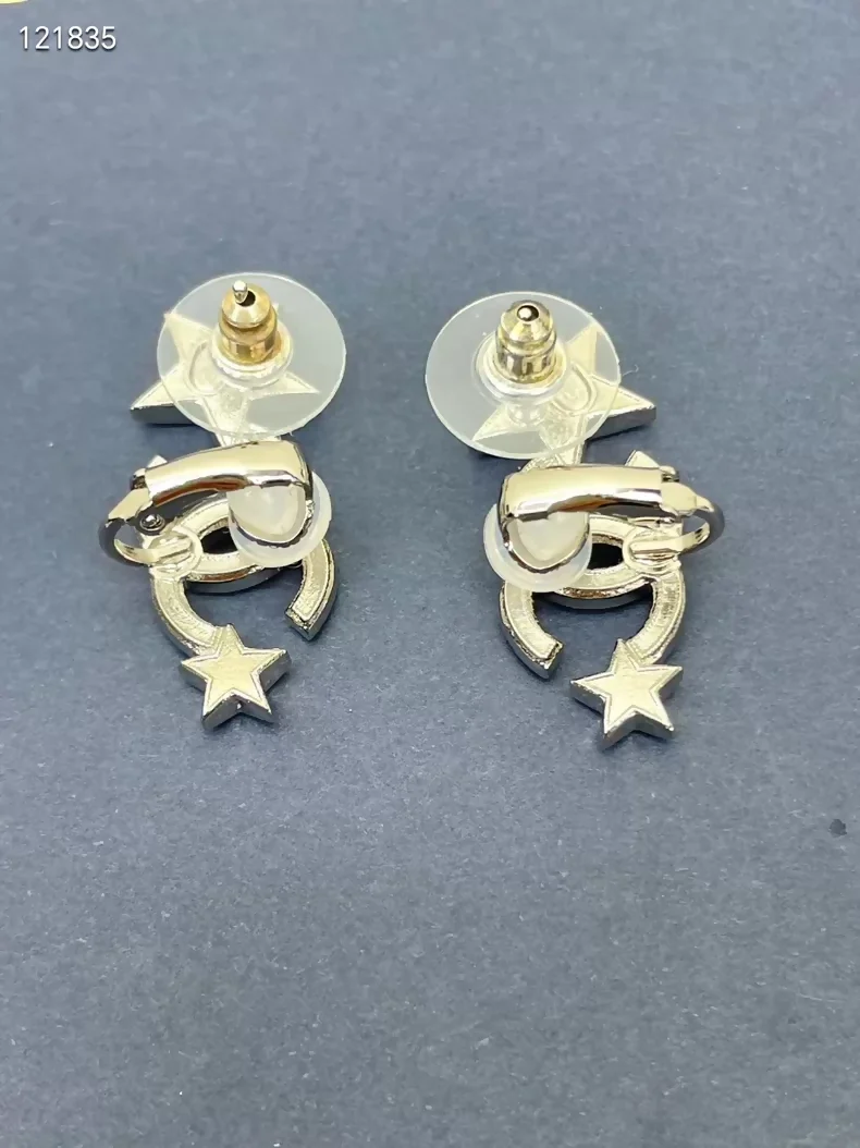 Chanel double C rhinestone star earrings - Image 3