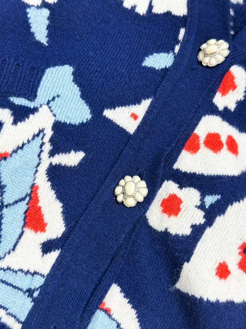 Chanel Dubai Series Navy Blue Floral Cardigan - Image 3
