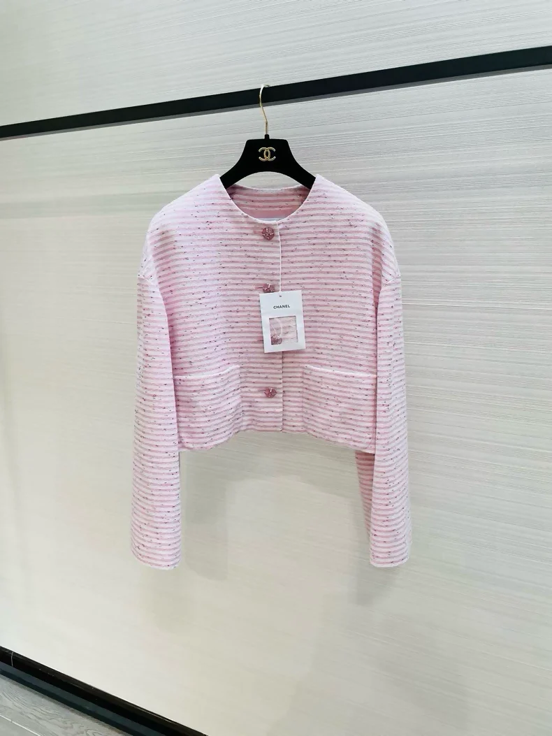 Chanel 24C pink striped jacket
