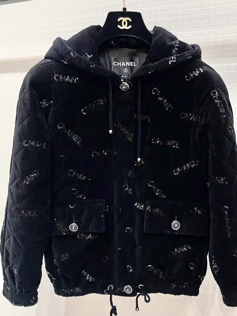 Chanel 22N black velvet sequined cotton jacket - Image 3