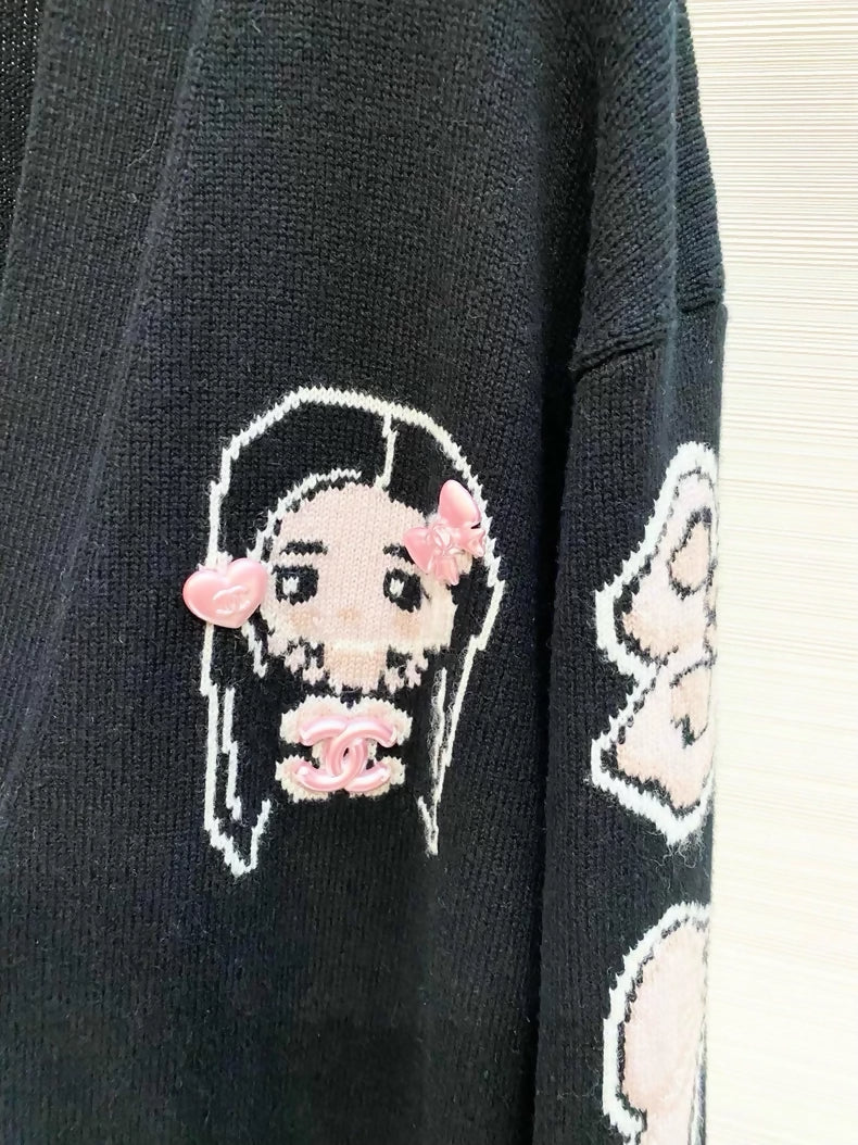 Chanel 25B black Cashmere Knit Cardigan - Image 2