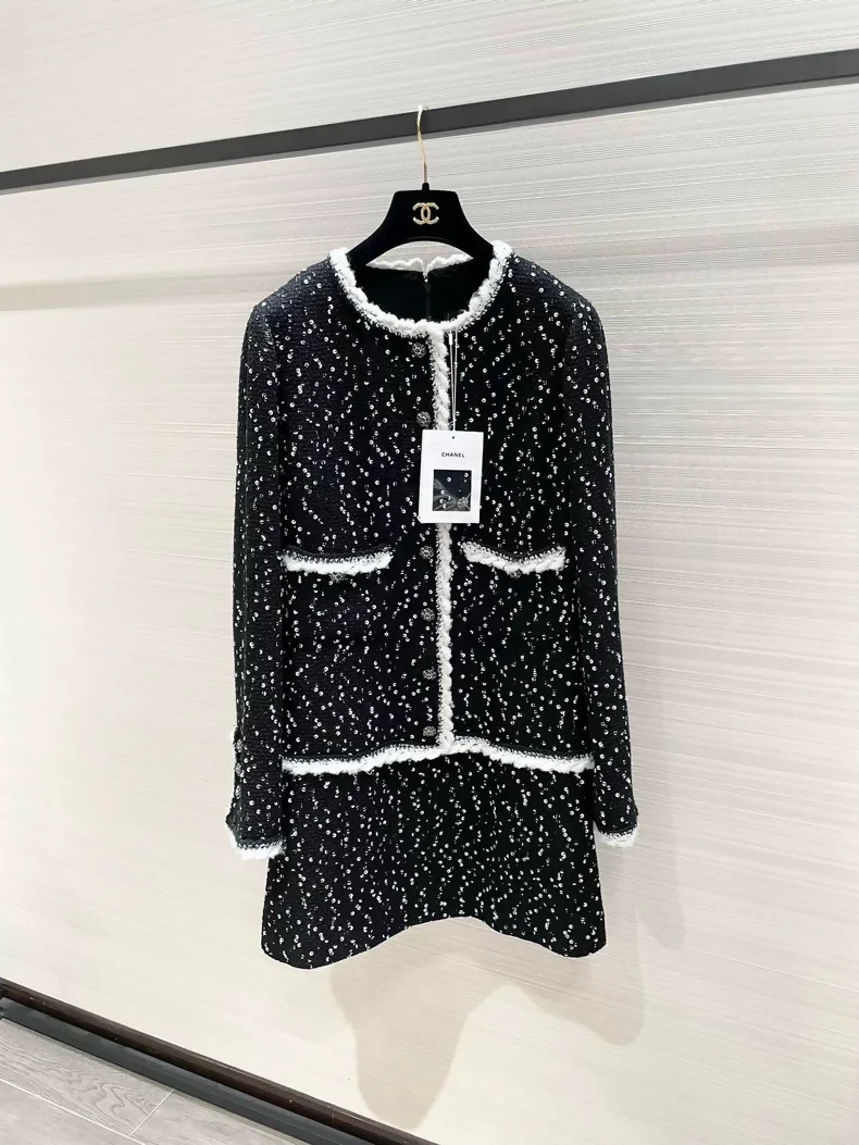 Chanel 23K black tweee sequined dress