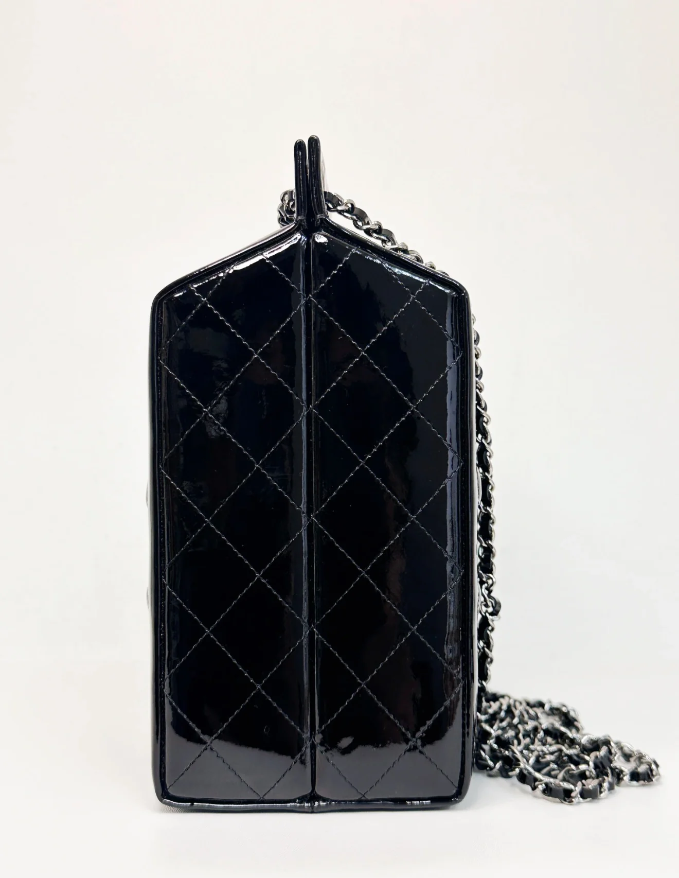 Chanel Fall/Winter 2014 Black Patent Milk Carton Bag Silver Hardware - Image 2