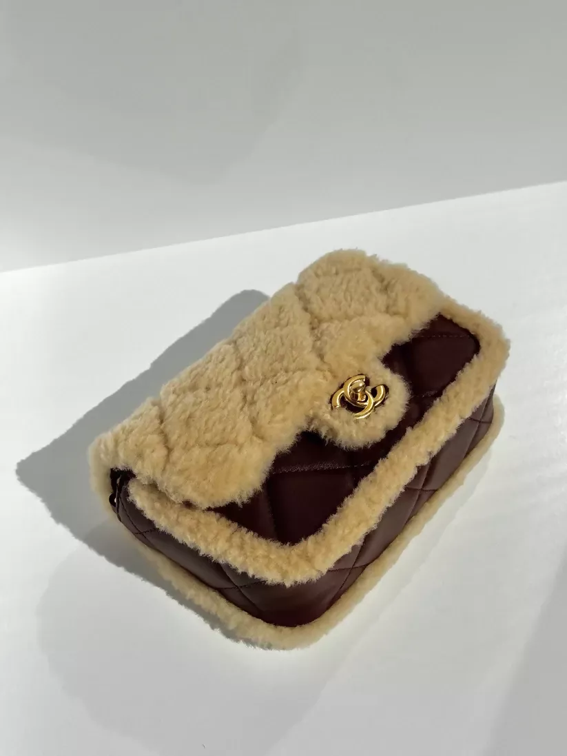 Chanel Fall/Winter 2025 Brown Mini Shearling Flap Bag - Image 2