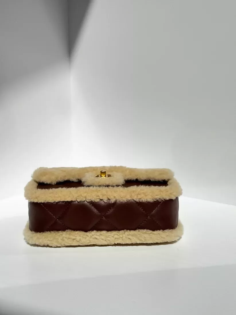 Chanel Fall/Winter 2025 Brown Mini Shearling Flap Bag - Image 6