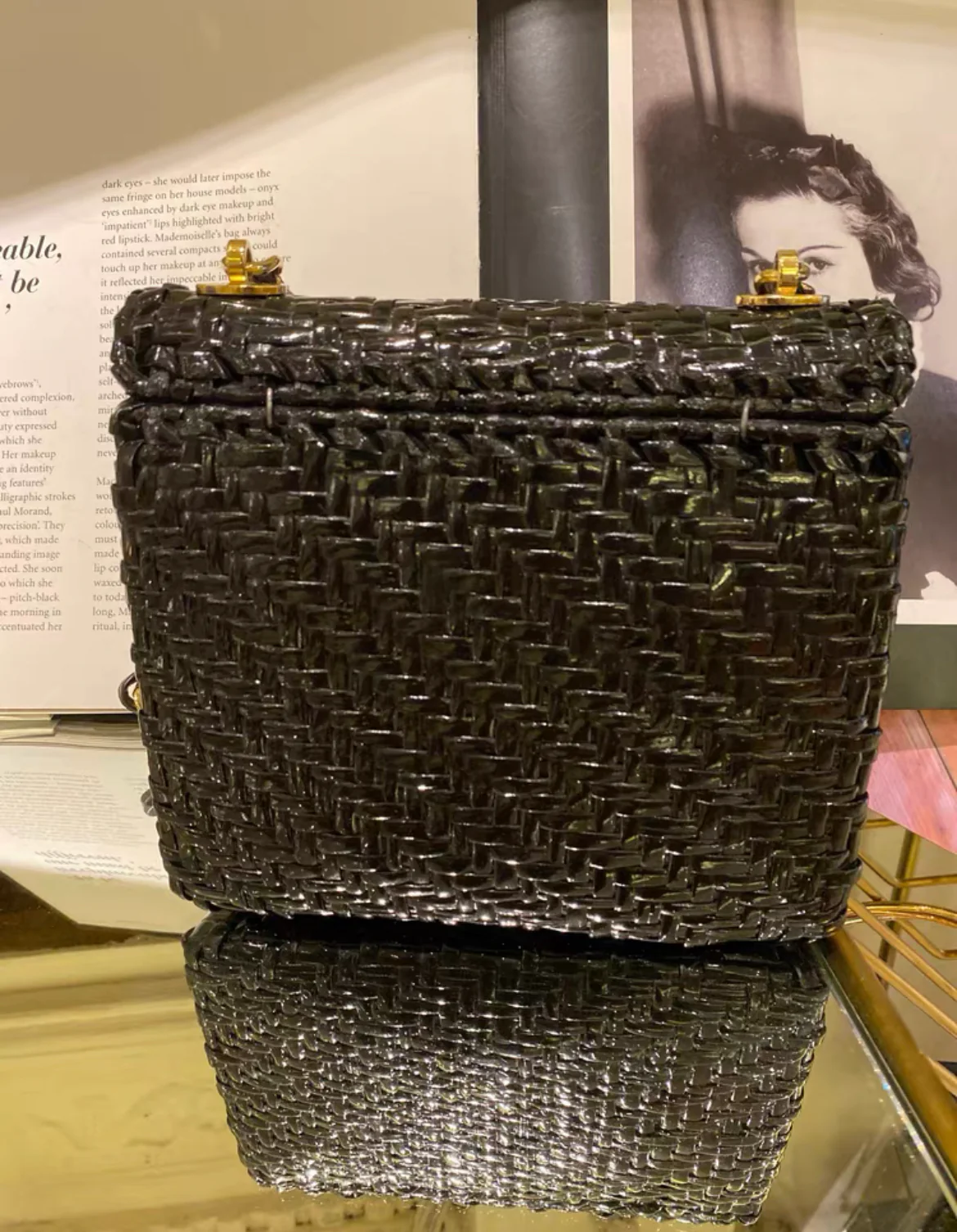 Chanel Flap Vintage 90s Mini Wicker Straw Classic Black Rattan Cross Body Bag - Image 4