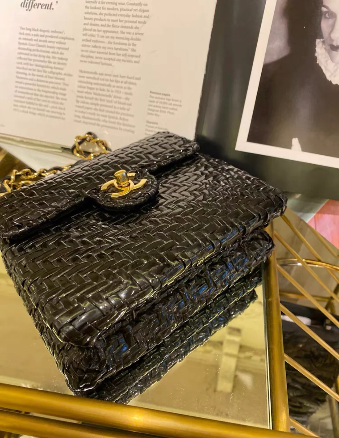 Chanel Flap Vintage 90s Mini Wicker Straw Classic Black Rattan Cross Body Bag - Image 5