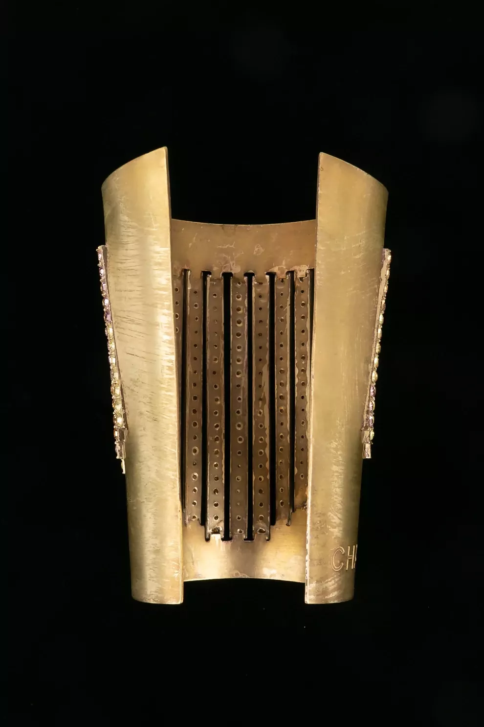 Chanel Gold-Tone Multicolor Strass Cuff Bracelet - Image 3