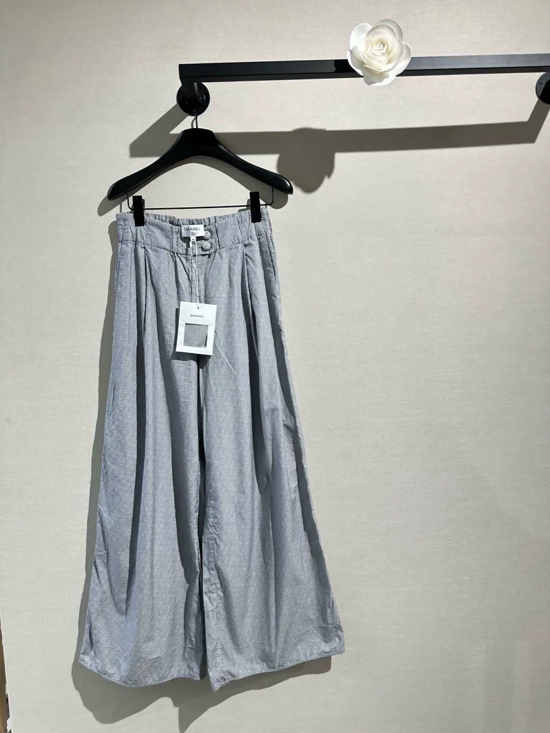 Chanel 24 grey striped wide-leg pants