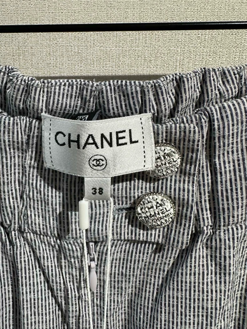Chanel 24 grey striped wide-leg pants - Image 2
