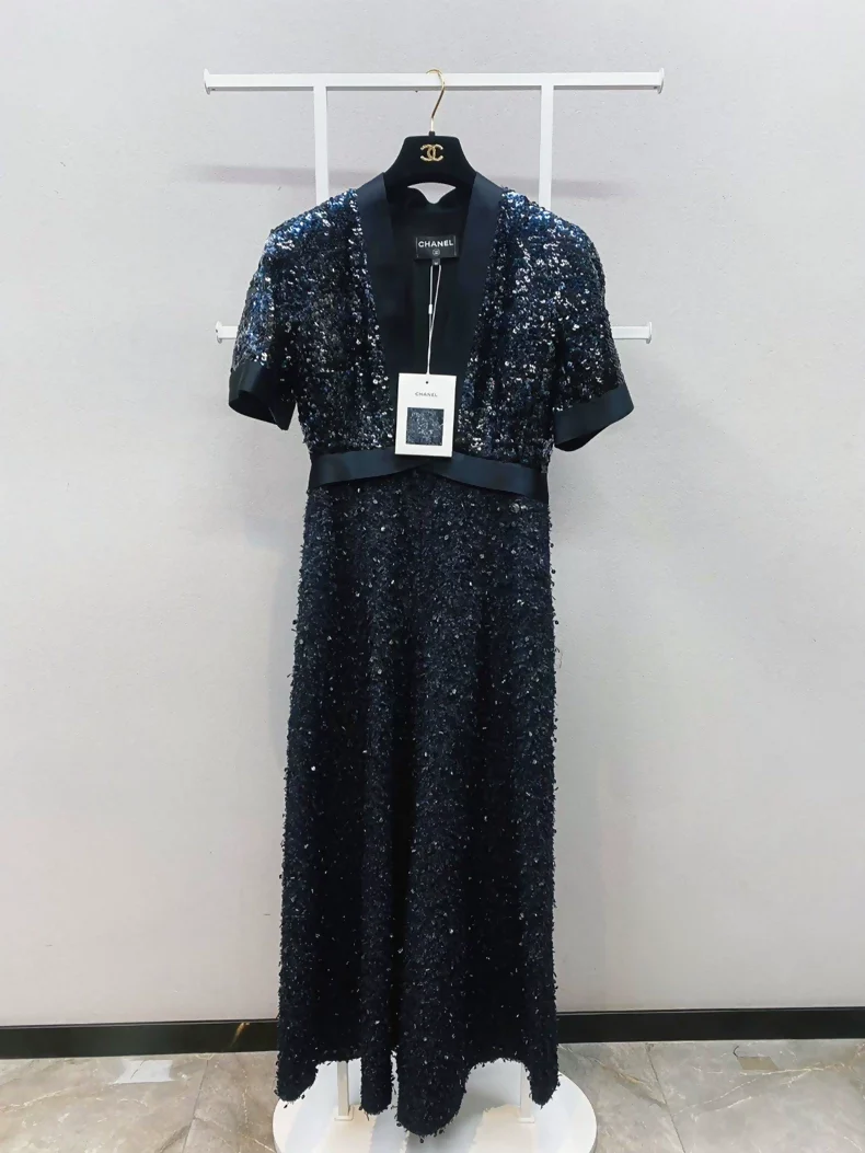 Chanel 19S black & silver glittered jumpsuit
