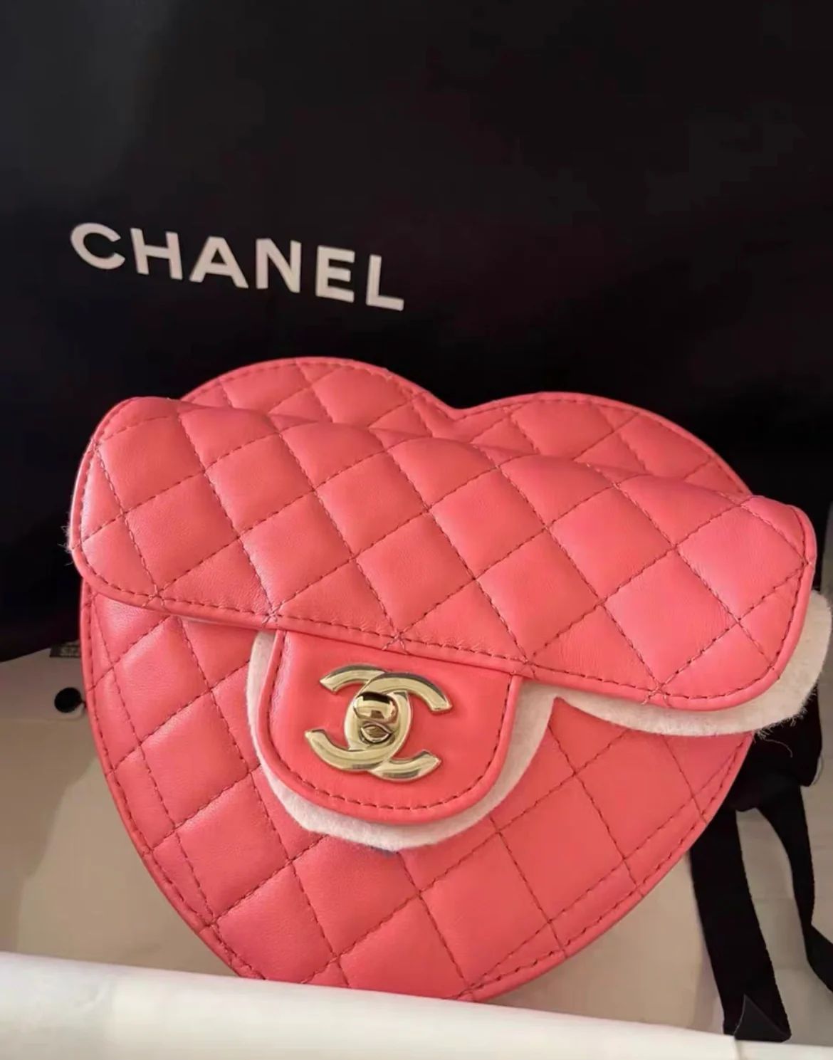 Chanel Heart Bag SS22 Large size in Pink - Image 3