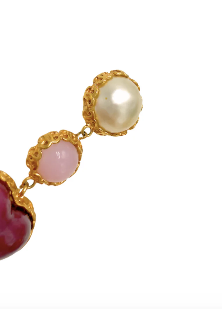 Chanel Heart Gripoix Earrings Collection 28 – Pink - Image 5