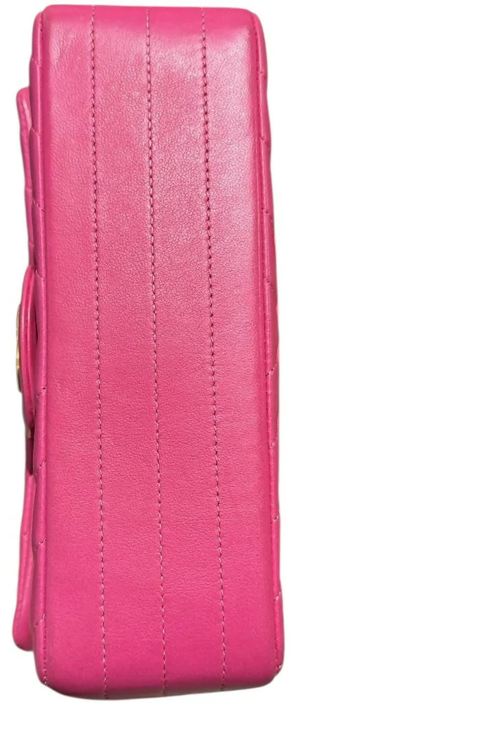 Chanel Hot Pink Chevron mini flap bag GHW - Image 5