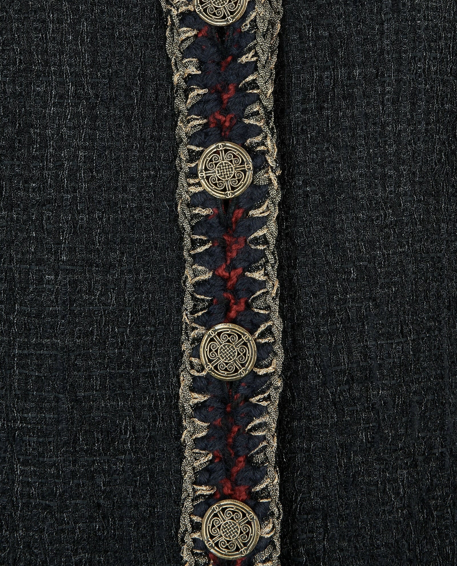 CHANEL ICONIC 10A PARIS-SHANGHAI BLACK TWEED BRAIDED TRIM CUFFS JACKET FR 38 - Image 6