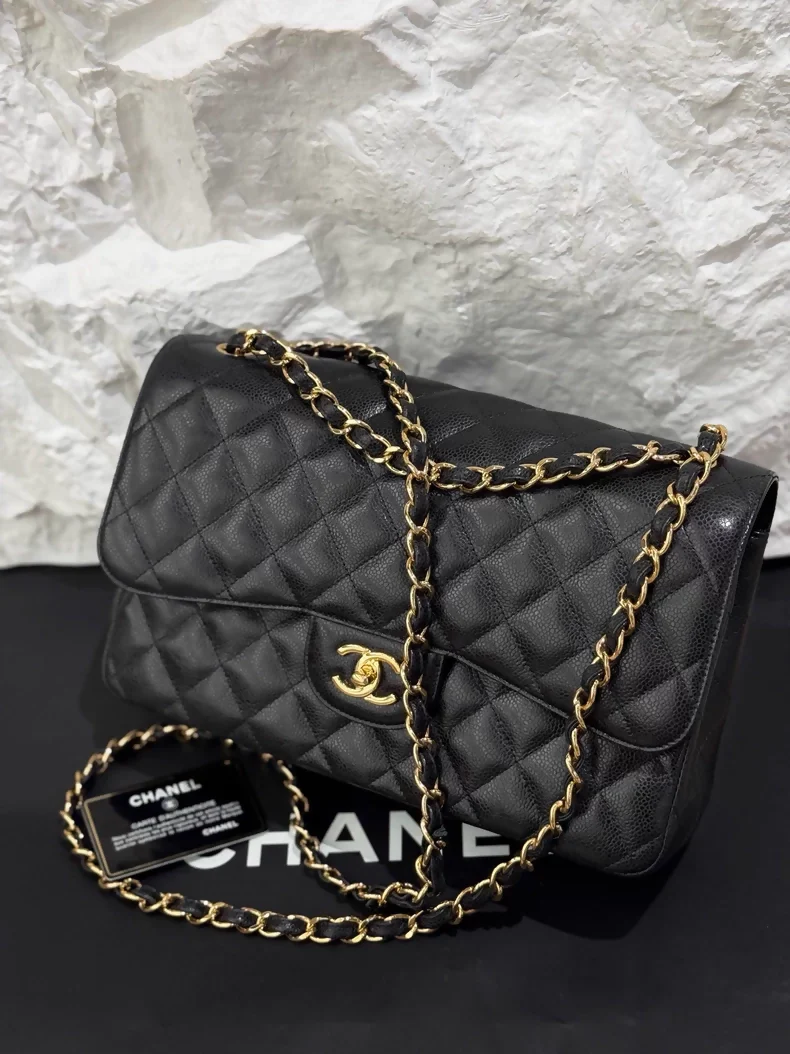 Chanel Jumbo black CF leather gold hardware
