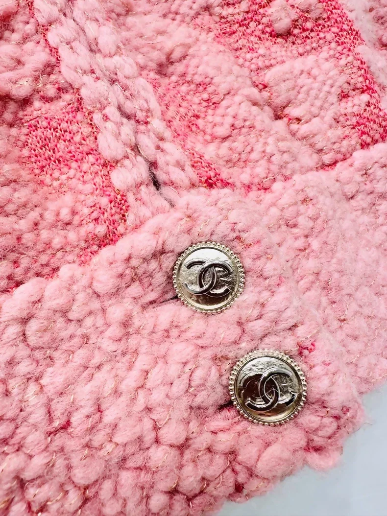 Chanel pink jacquard zip-up cardigan - Image 3