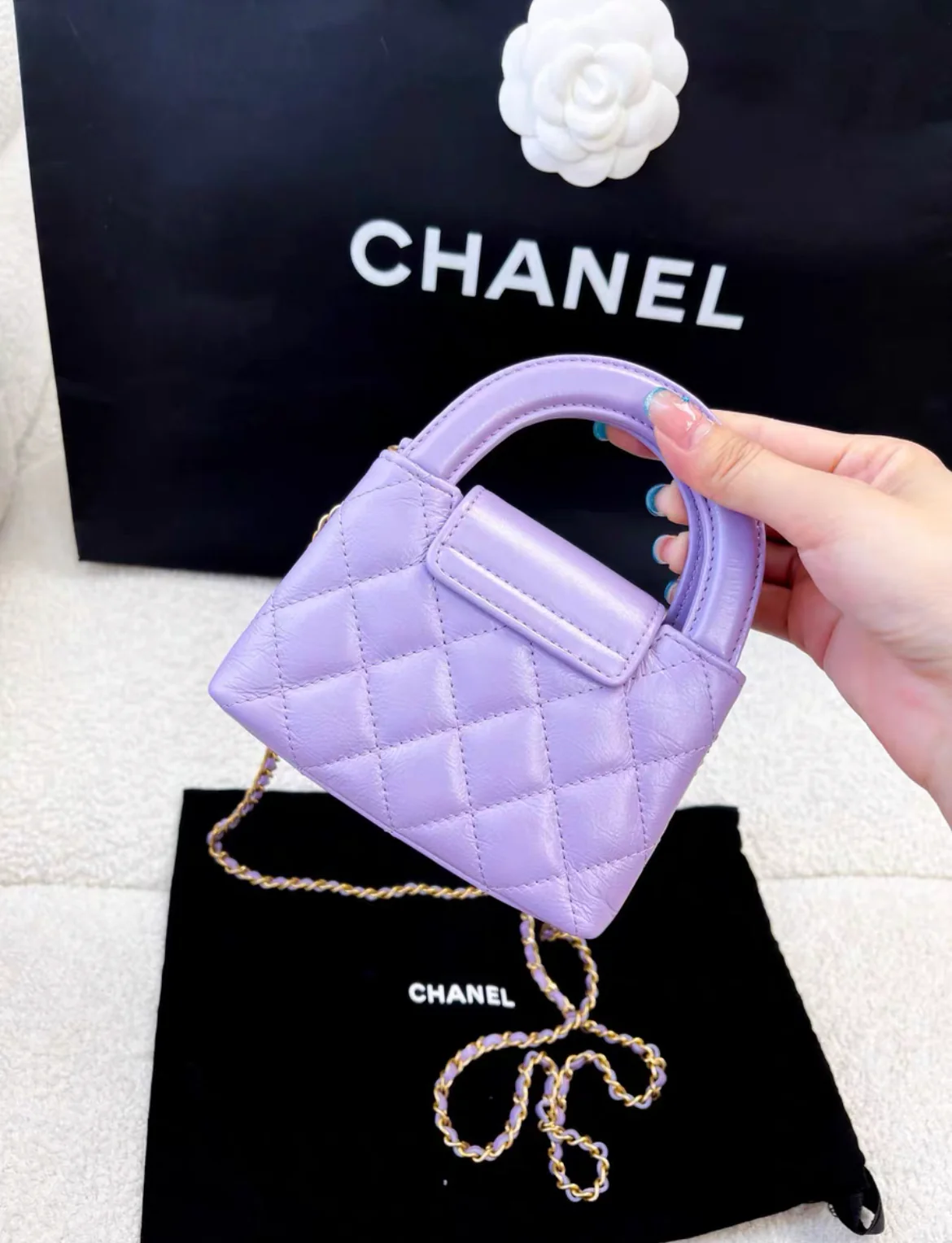 CHANEL Lilac Mini Kelly Shopping Bag - Image 3
