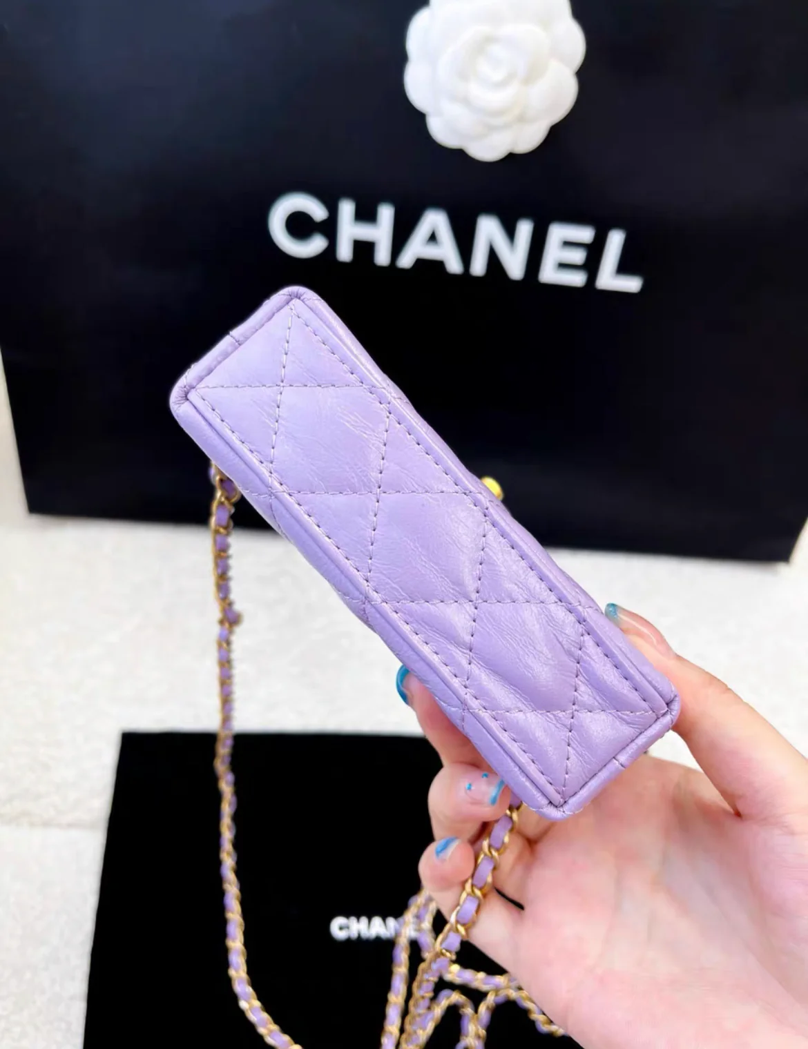 CHANEL Lilac Mini Kelly Shopping Bag - Image 5