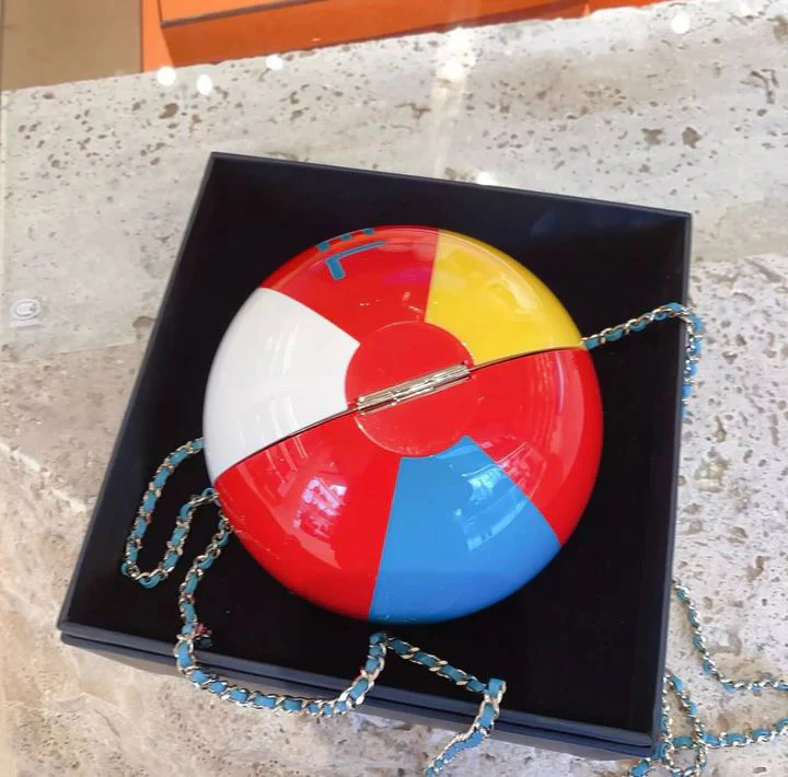 Chanel Limited Edition Red, Yellow, Blue and White Lucite Beach Ball Bag Pale Gold Hardware - Image 5