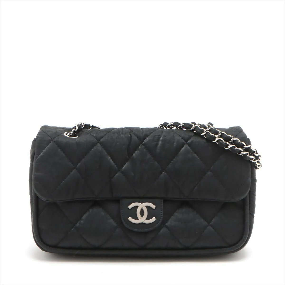 Chanel Matelasse Chain Shoulder bag half shoulder Coco Mark Cotton Black Silver Hardware