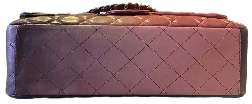 Chanel Maxi Ombre Degradé Pink Burgundy Quilted Leather Classic Single Flap Bag - Image 5