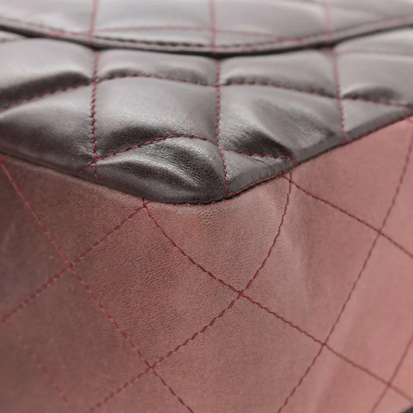 Chanel Maxi Ombre Degradé Pink Burgundy Quilted Leather Classic Single Flap Bag - Image 6