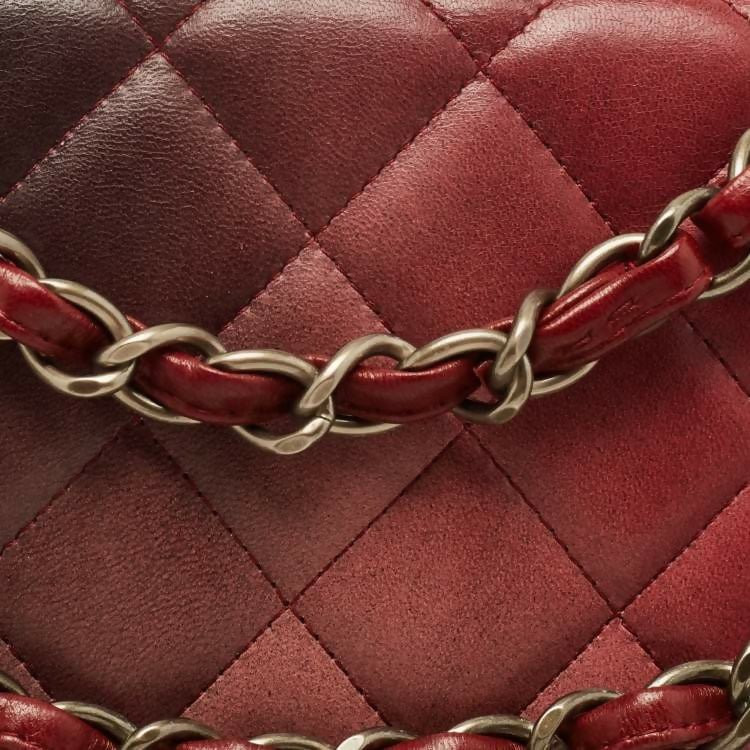 Chanel Maxi Ombre Degradé Pink Burgundy Quilted Leather Classic Single Flap Bag - Image 7