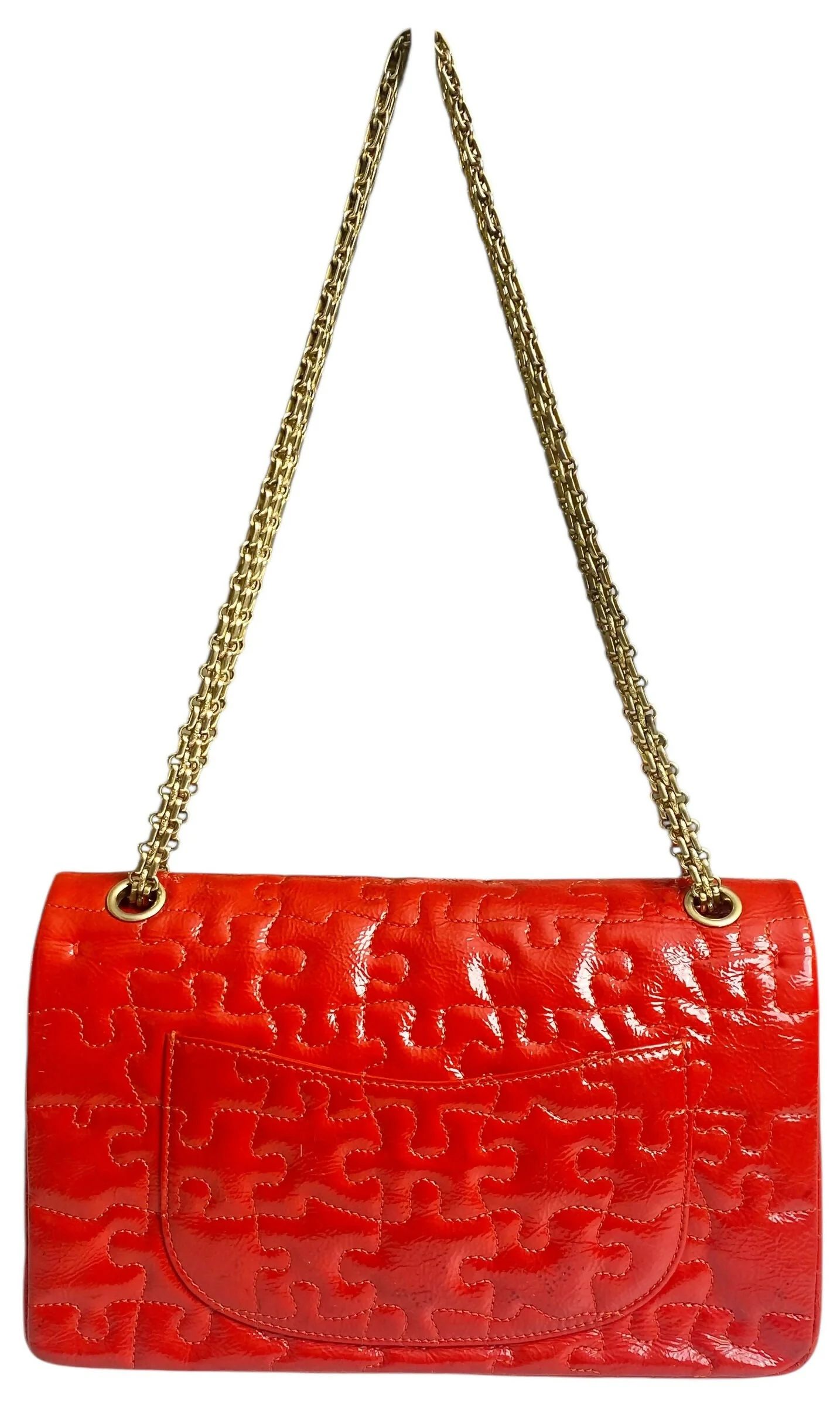 Chanel Medium Bright Red Patent Calfskin Puzzle 226 Reissue Flap Bag GHW - Image 7