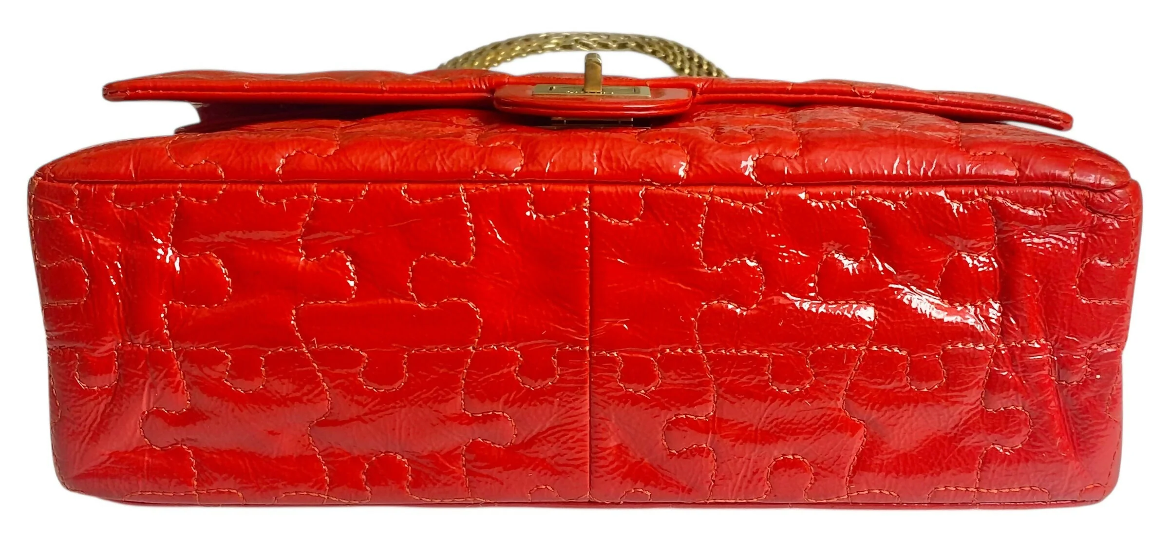 Chanel Medium Bright Red Patent Calfskin Puzzle 226 Reissue Flap Bag GHW - Image 8