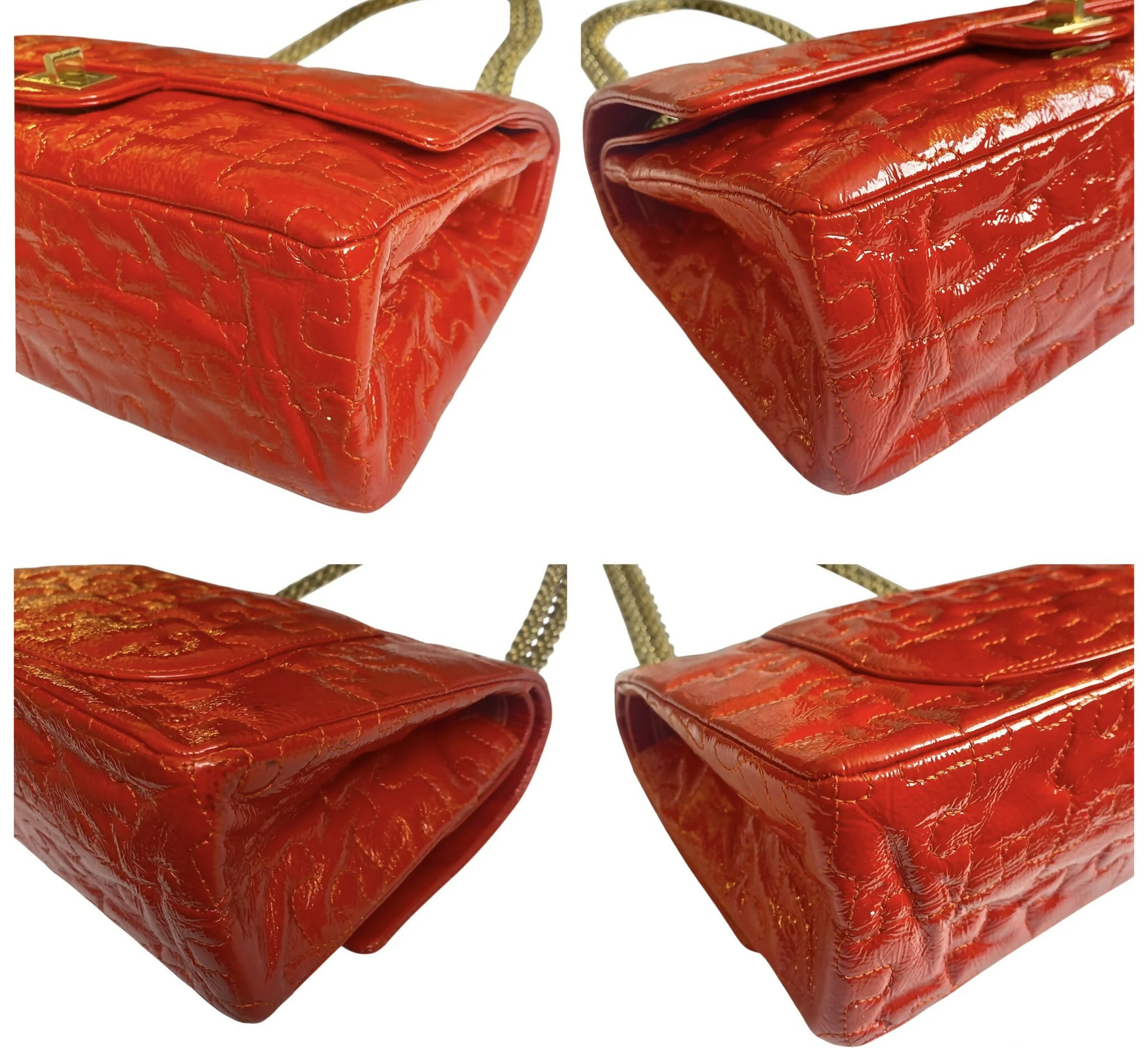 Chanel Medium Bright Red Patent Calfskin Puzzle 226 Reissue Flap Bag GHW - Image 9