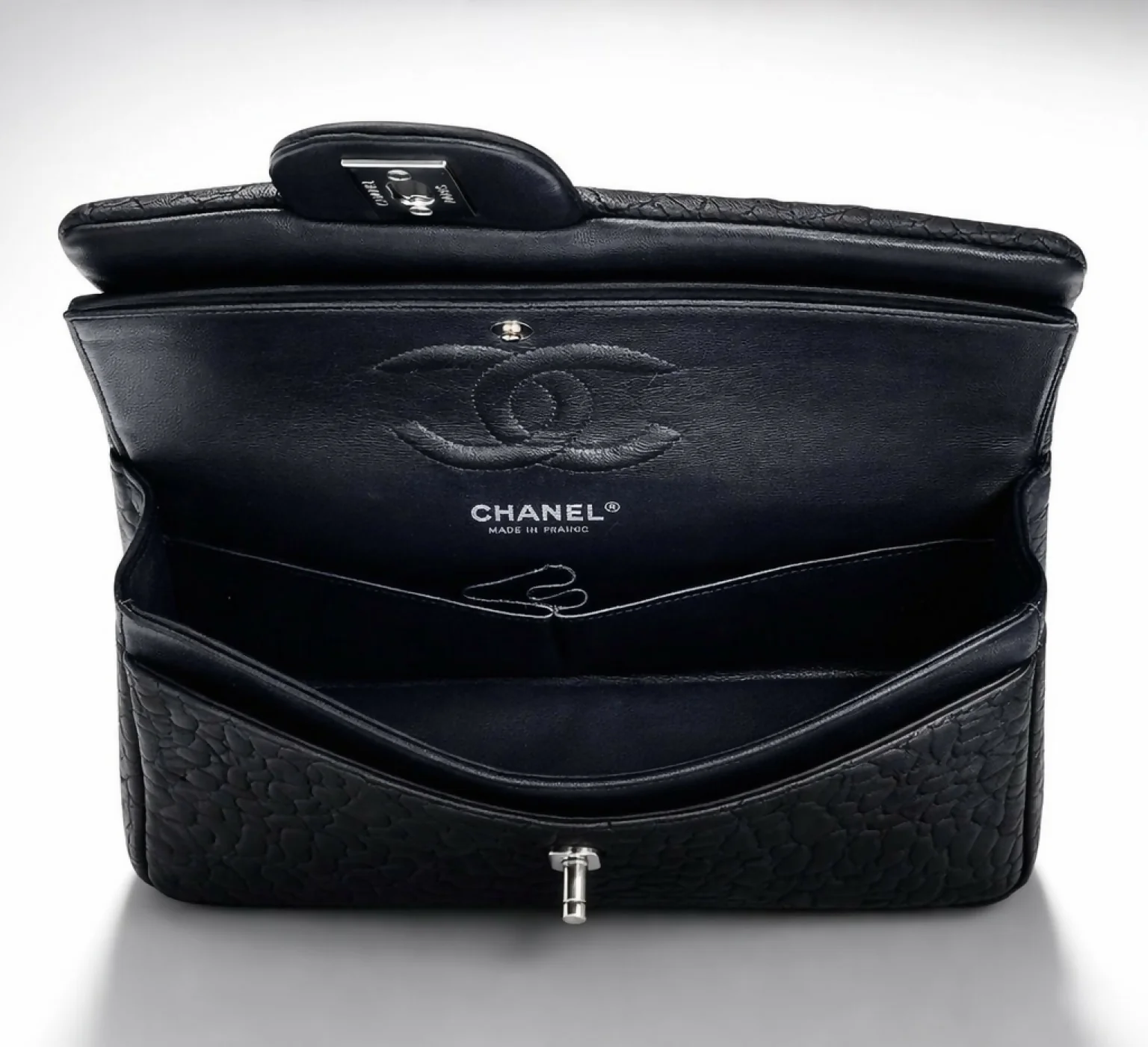 Chanel Medium Double Flap Black Camellia Lambskin Classic Timeless Bag SHW - Image 8