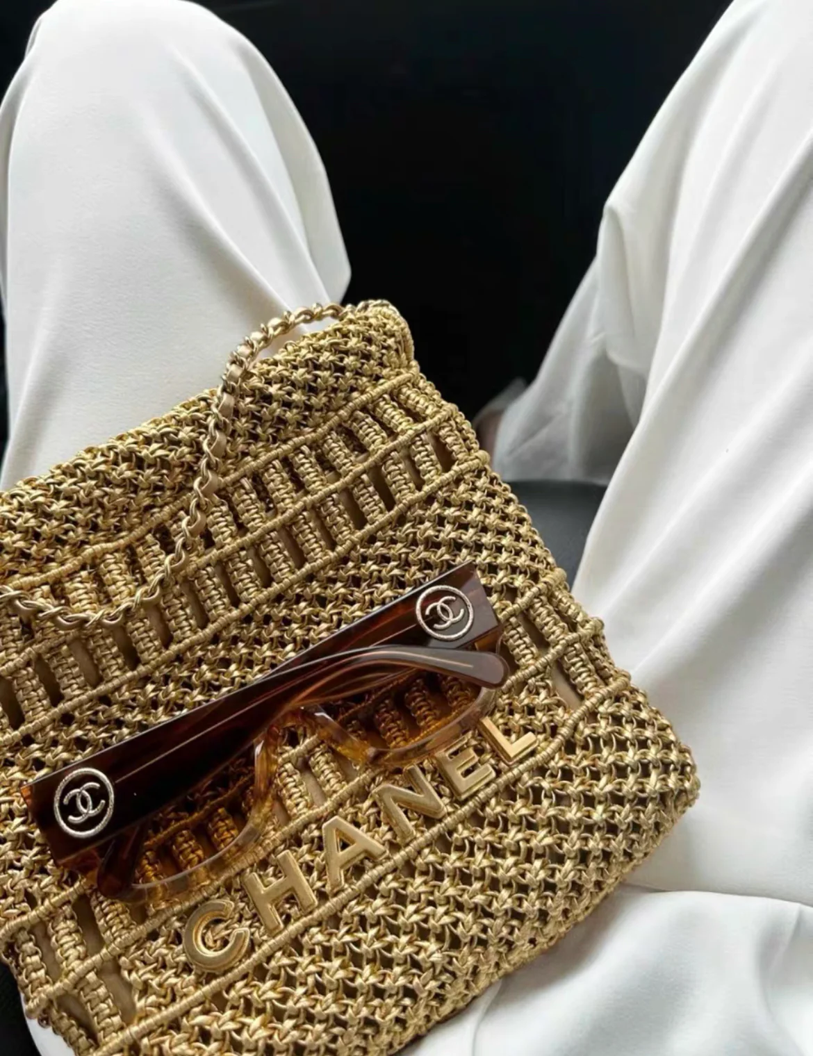 Chanel Mini 22 Bag Gold Macrame Calfskin Gold Hardware - Image 4