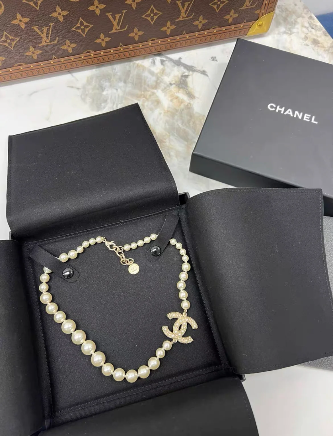 Chanel Necklace Pearl CC 100th Anniversary 44cm w/Box Limited RARE - Image 5