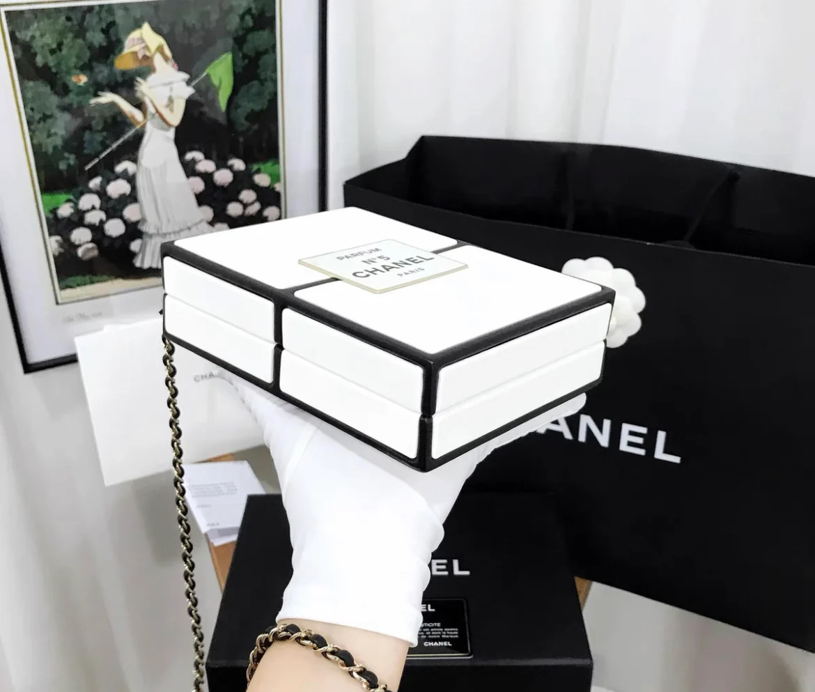Chanel No.5 Perfume Box Minaudiere Clutch Bag 2021 - Image 2