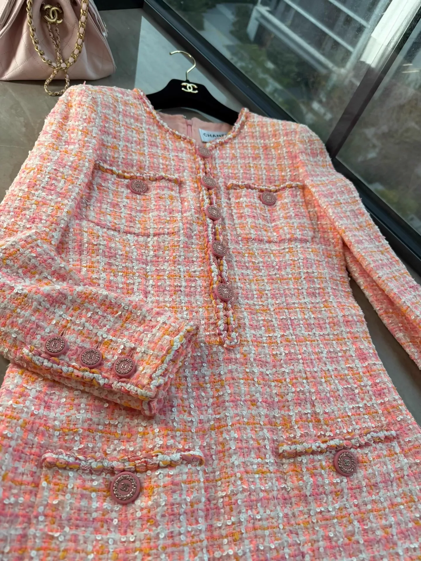 Chanel orange tweed cruise collection dress - Image 2
