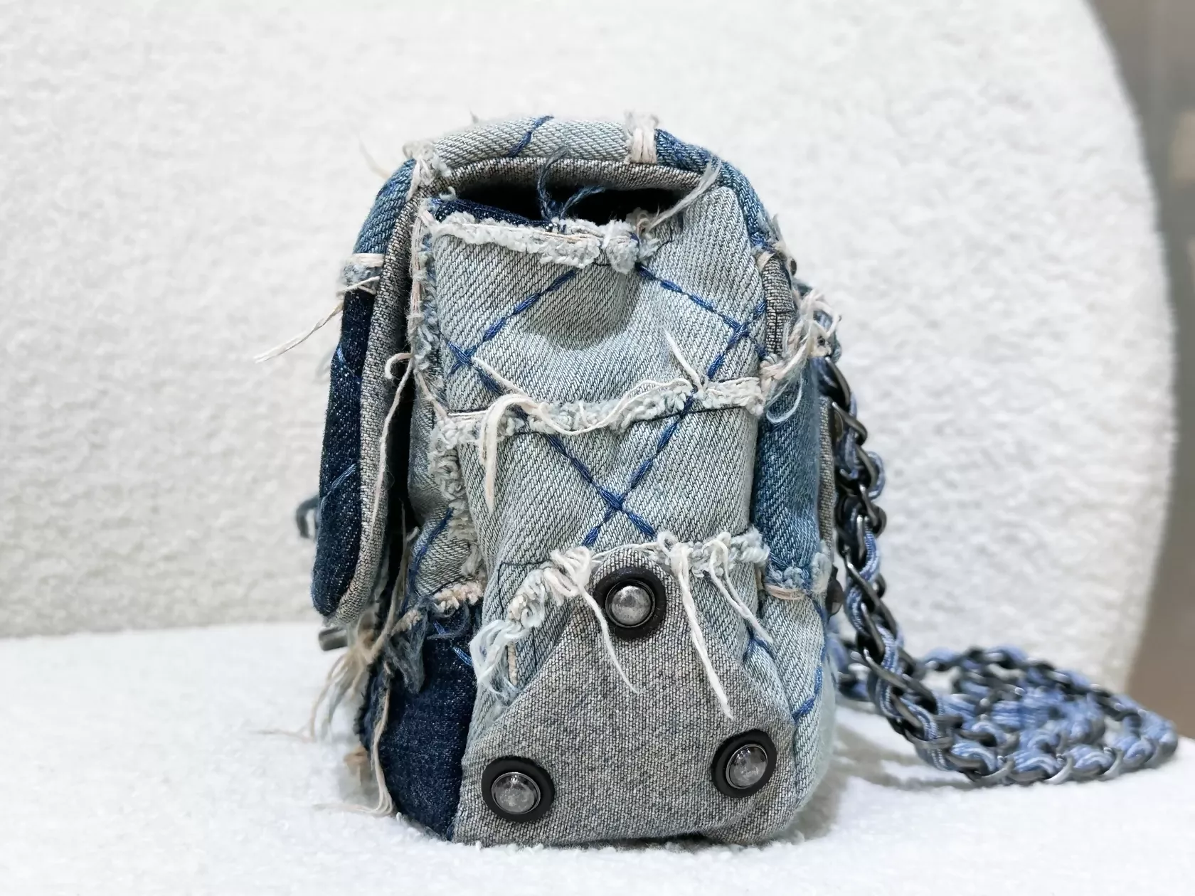 Chanel Paris-Dallas Flap Bag in Blue Patchwork Denim with Aged Silver Hardware (2014) - Image 4