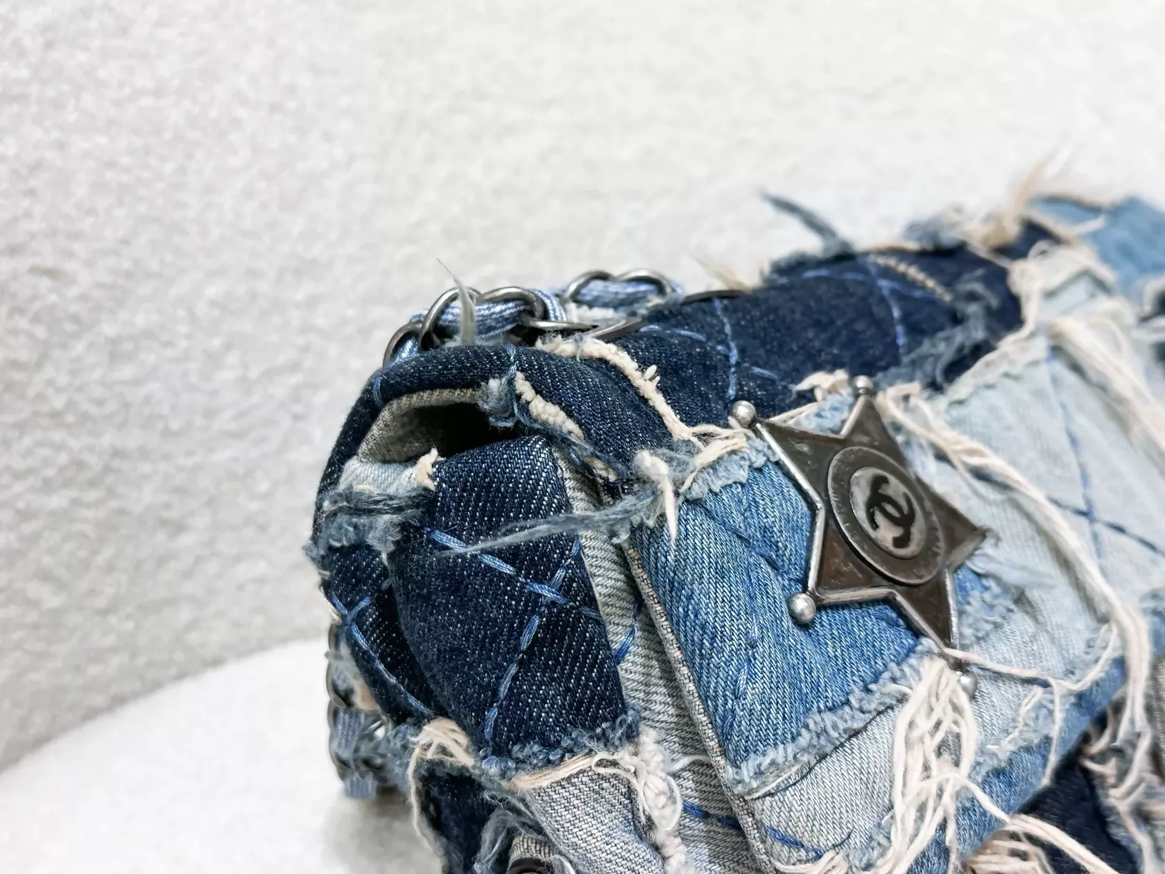 Chanel Paris-Dallas Flap Bag in Blue Patchwork Denim with Aged Silver Hardware (2014) - Image 8