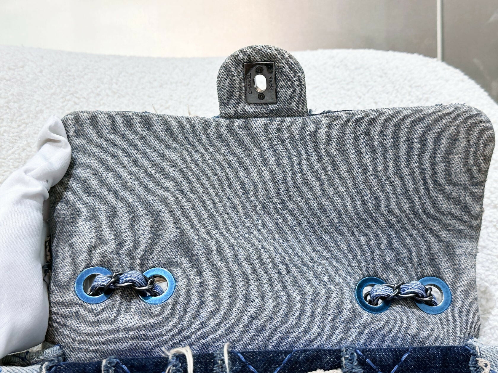 Chanel Paris-Dallas Flap Bag in Blue Patchwork Denim with Aged Silver Hardware (2014) - Image 9