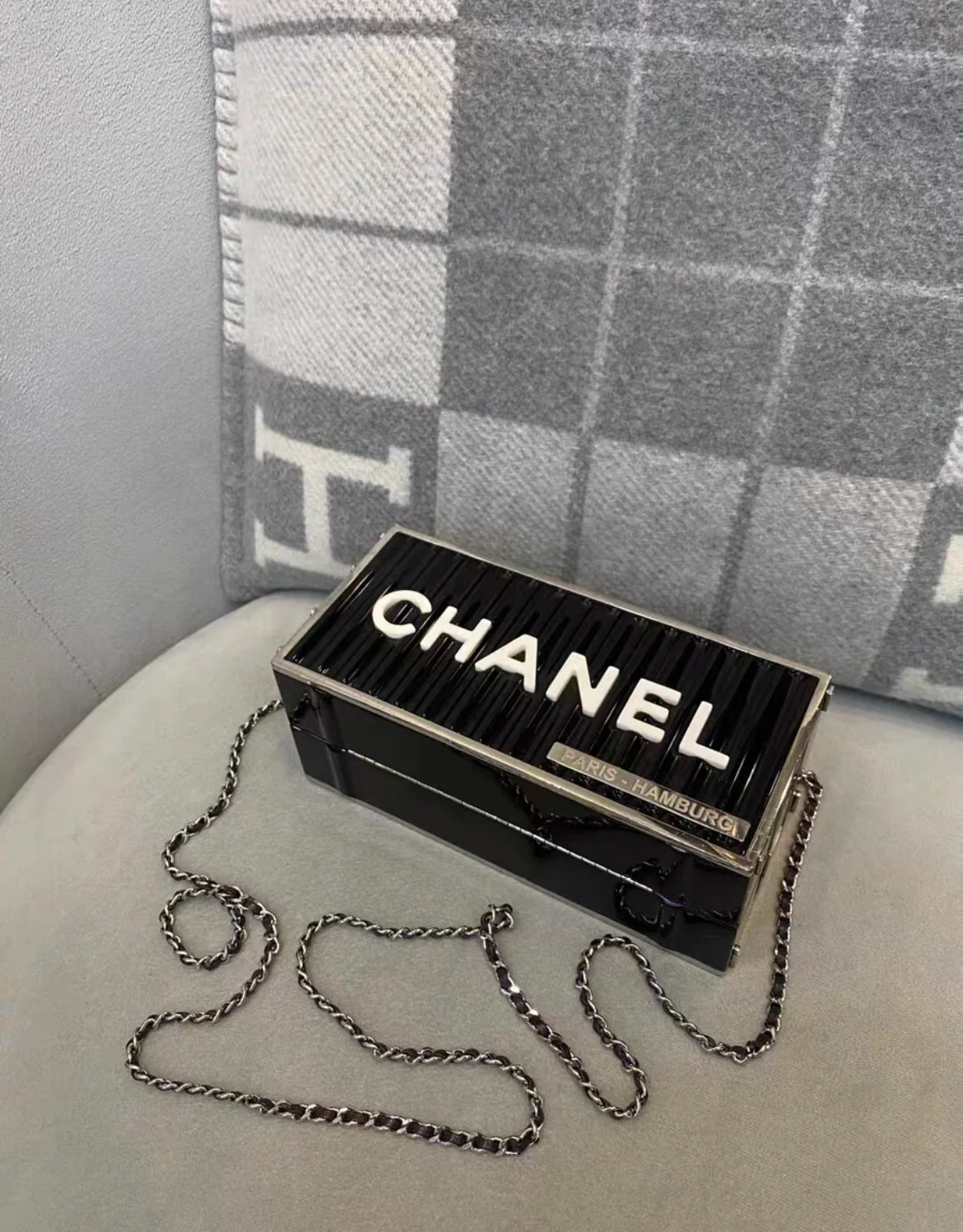 Chanel Paris Hamburg Black shipping container Minaudiere Shoulder Bag