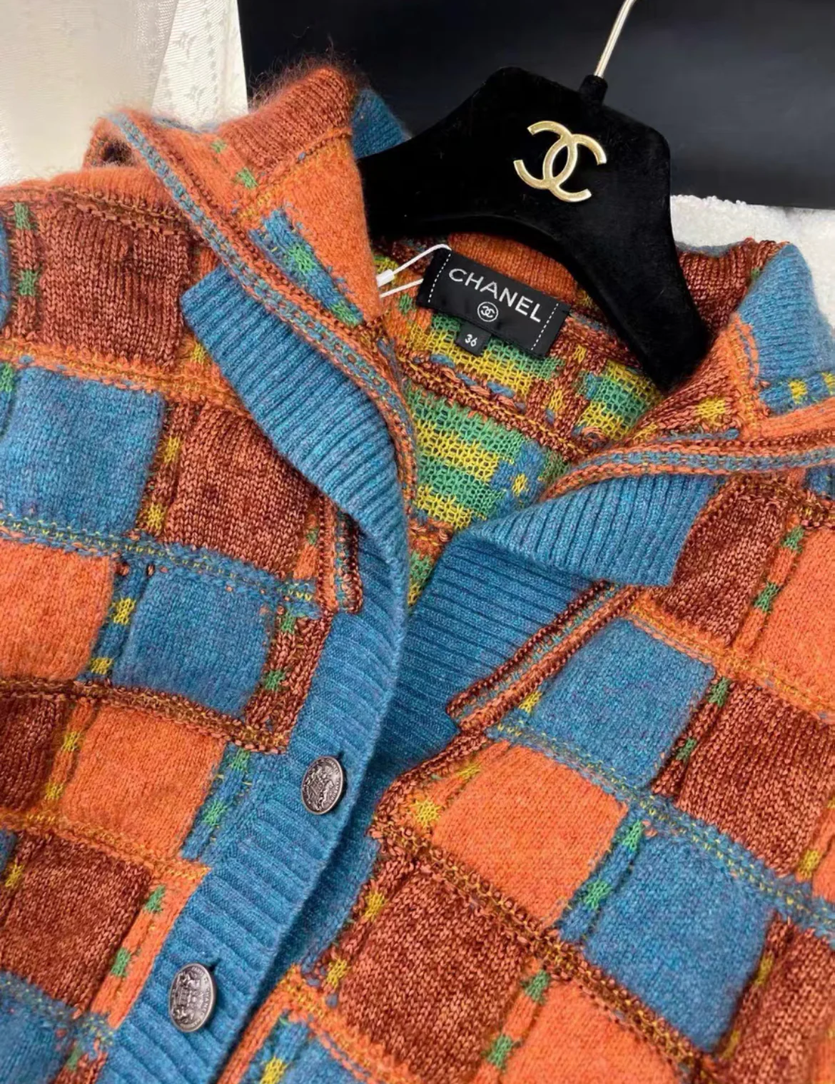 Chanel Paris-Salzburg 2015 Blue, Brown & orange knitted jacket size 36 - Image 3