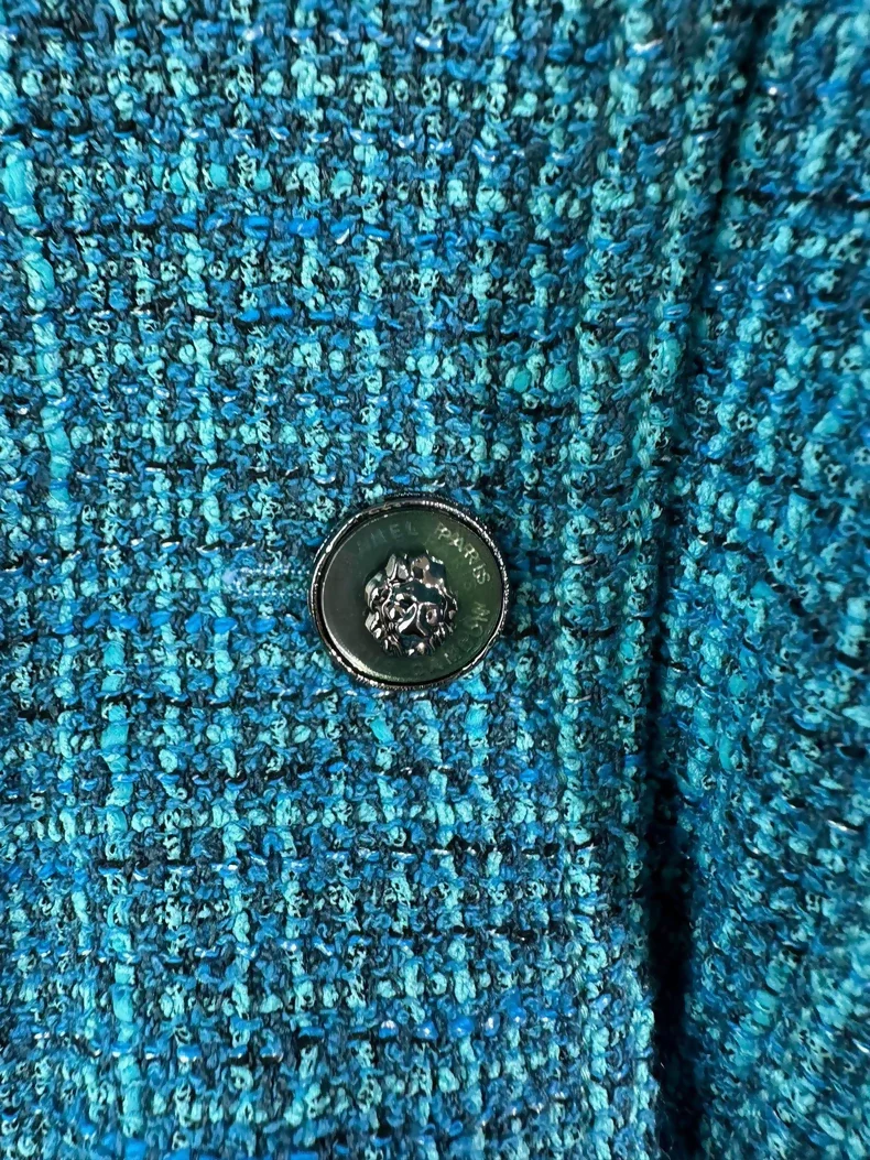Chanel 22P Blue Oversized Denim Woven Jacket - Image 2