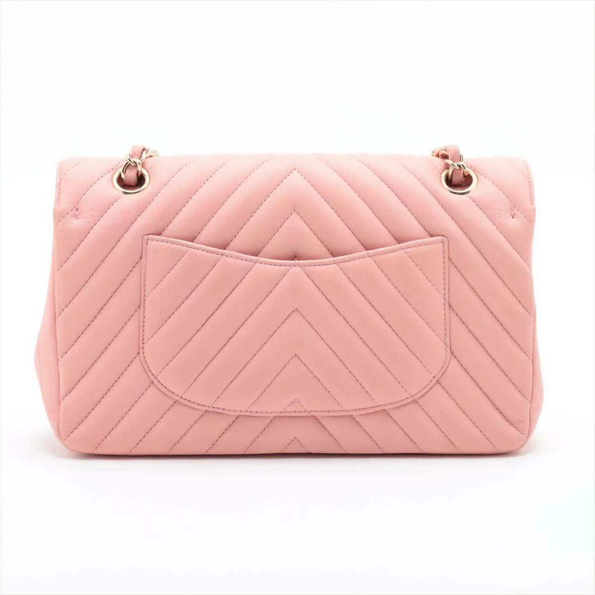 Chanel Pink Caviar Flat Chevron Quilted Medium Double Flap Bag - Image 2