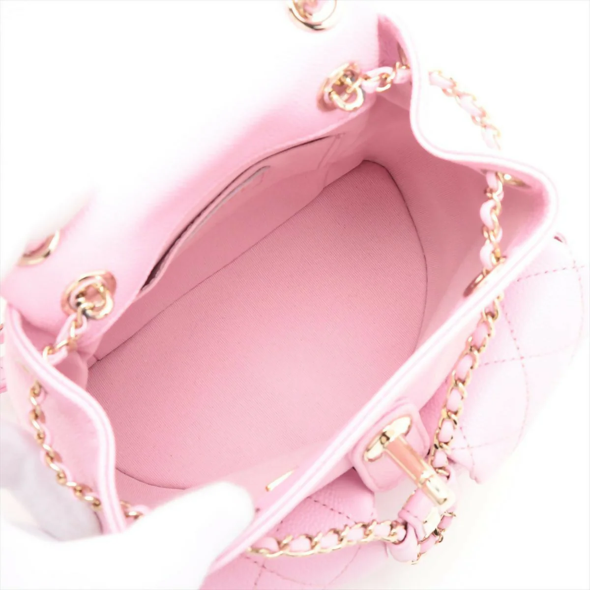 Chanel Pink Caviar Quilted Small Duma Pockets Drawstring Backpack - Image 4
