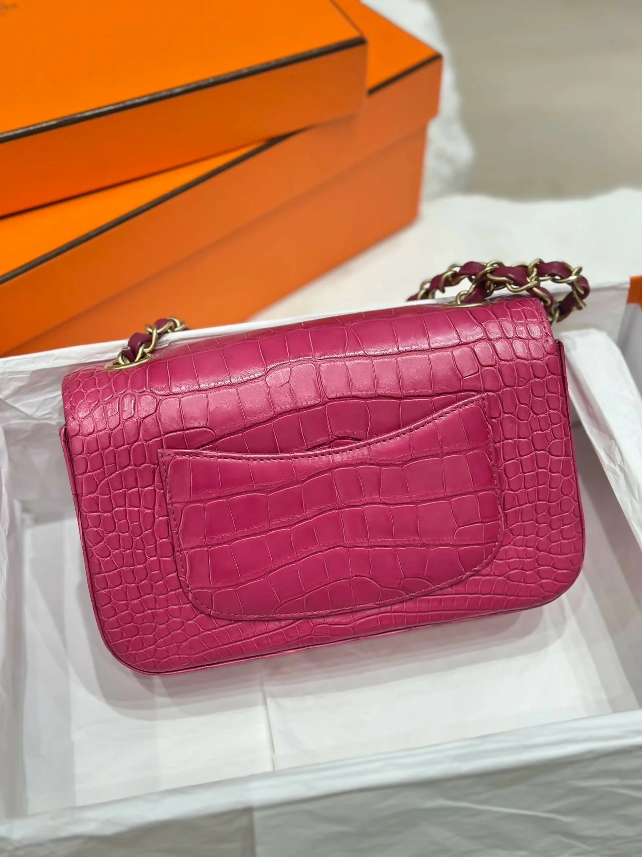 Chanel Pink Matte Alligator Big Mini Flap Bag - Image 2