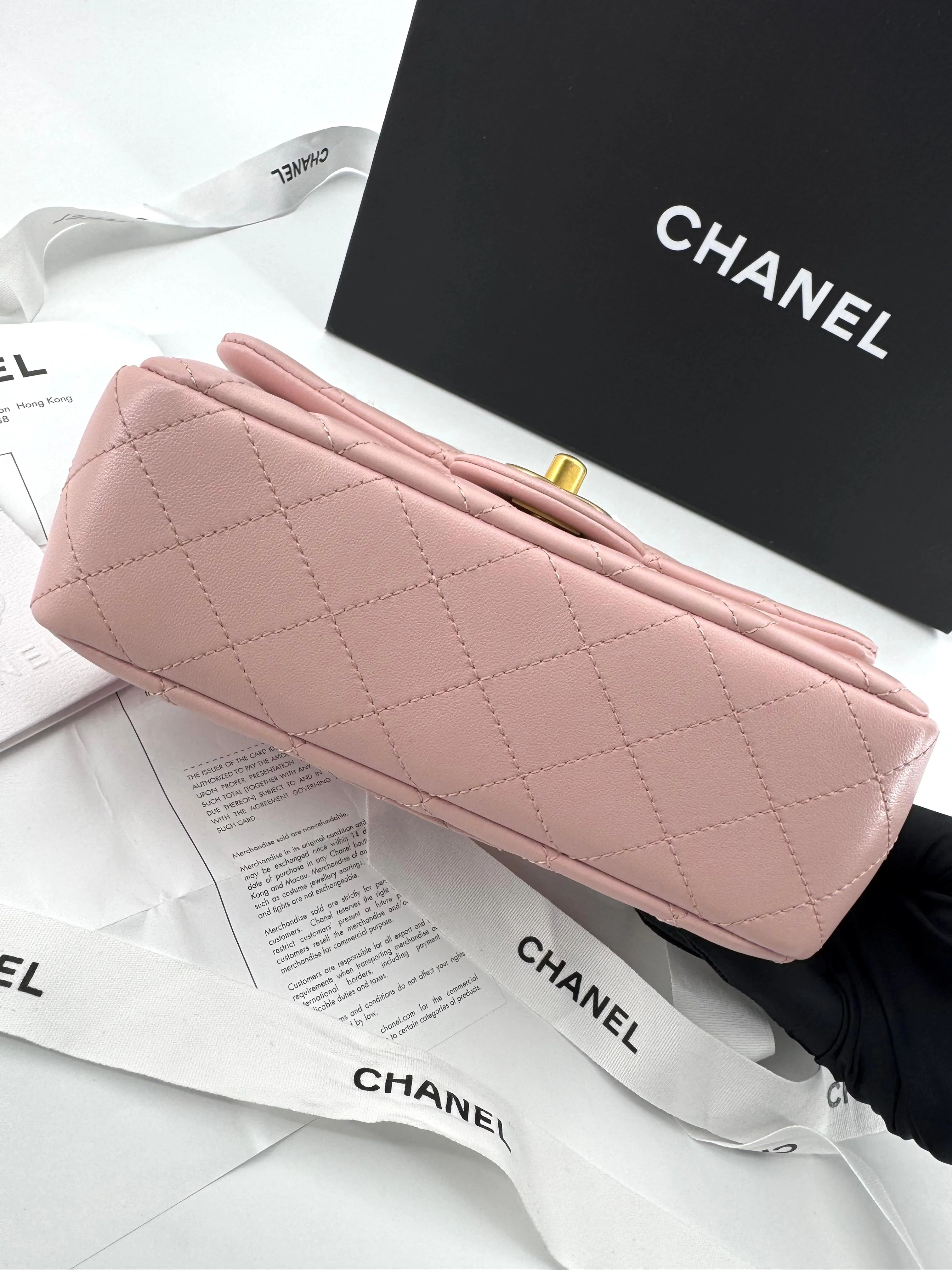 Chanel pink mini flap bag with gold hardware - Image 13